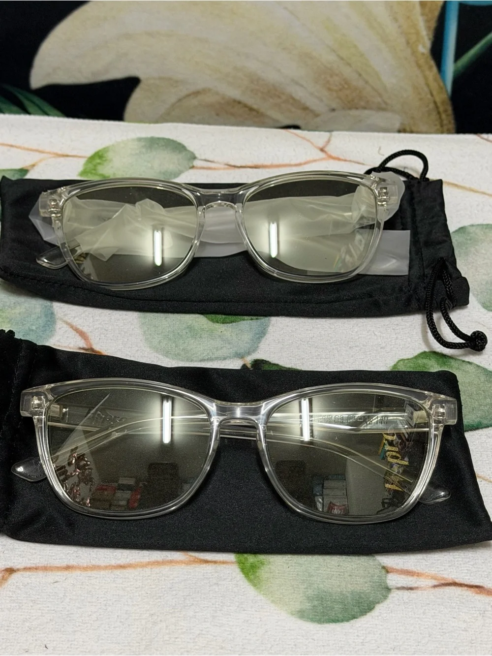 Clear Frame blue light blocking glasses with Green tinted Lenses - Set of 2